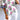Floral Colorblock Stripe Knot Bubble Sleeve Blouse
