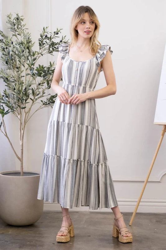 Striped sleeveless maxi dress