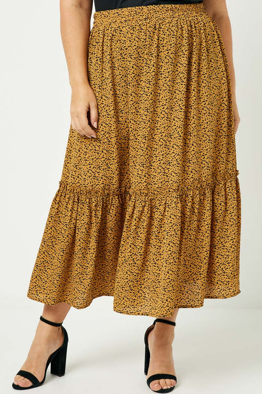 Dotted Tiered Midi Skirt Coffee Pack