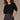 Pleated Elbow Sleeve Round Neck Banded Hem Sweater Top With Scallop Edge Detail