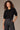 Pleated Elbow Sleeve Round Neck Banded Hem Sweater Top With Scallop Edge Detail