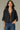Long Sleeve Roll Tab Open Front Jacket W/ Cinched Back Hem