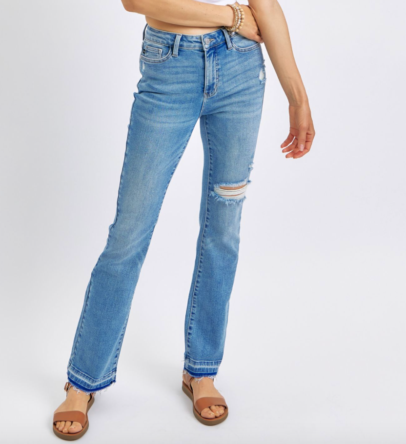 Judy Blue Mid Rise Released Hem Bootcut Jeans