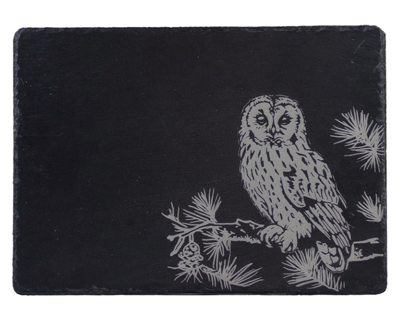 Slate Cheese Board - Tawny Owl