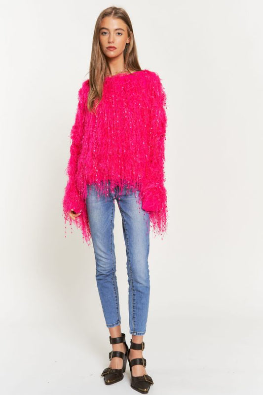Fluffy Neon Pick Sweater