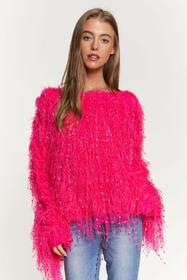 Fluffy Neon Pick Sweater