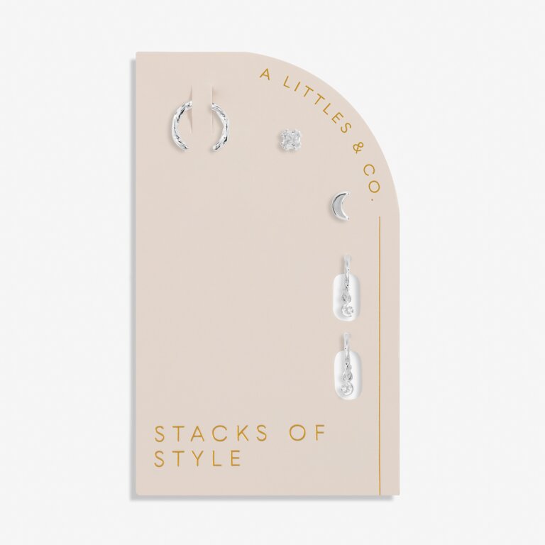 Stacks Of Style Moon Earrings in Silver Plating