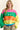 MULTI-STRIPED SMILEY FACE WIDE OPEN SLEEVE SWEATER TOP PINK GREEN MULTI