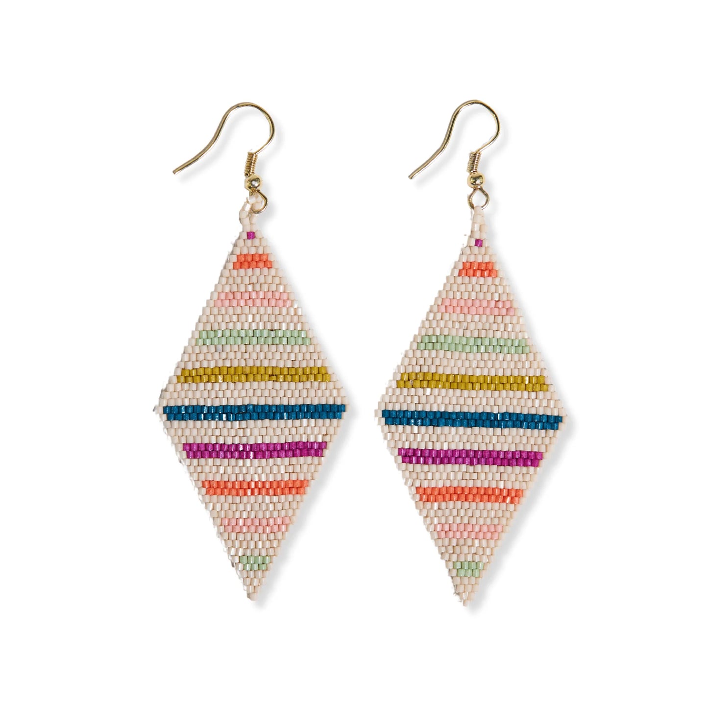 Frida horizontal lines beaded earrings rainbow