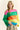 MULTI-STRIPED SMILEY FACE WIDE OPEN SLEEVE SWEATER TOP PINK GREEN MULTI