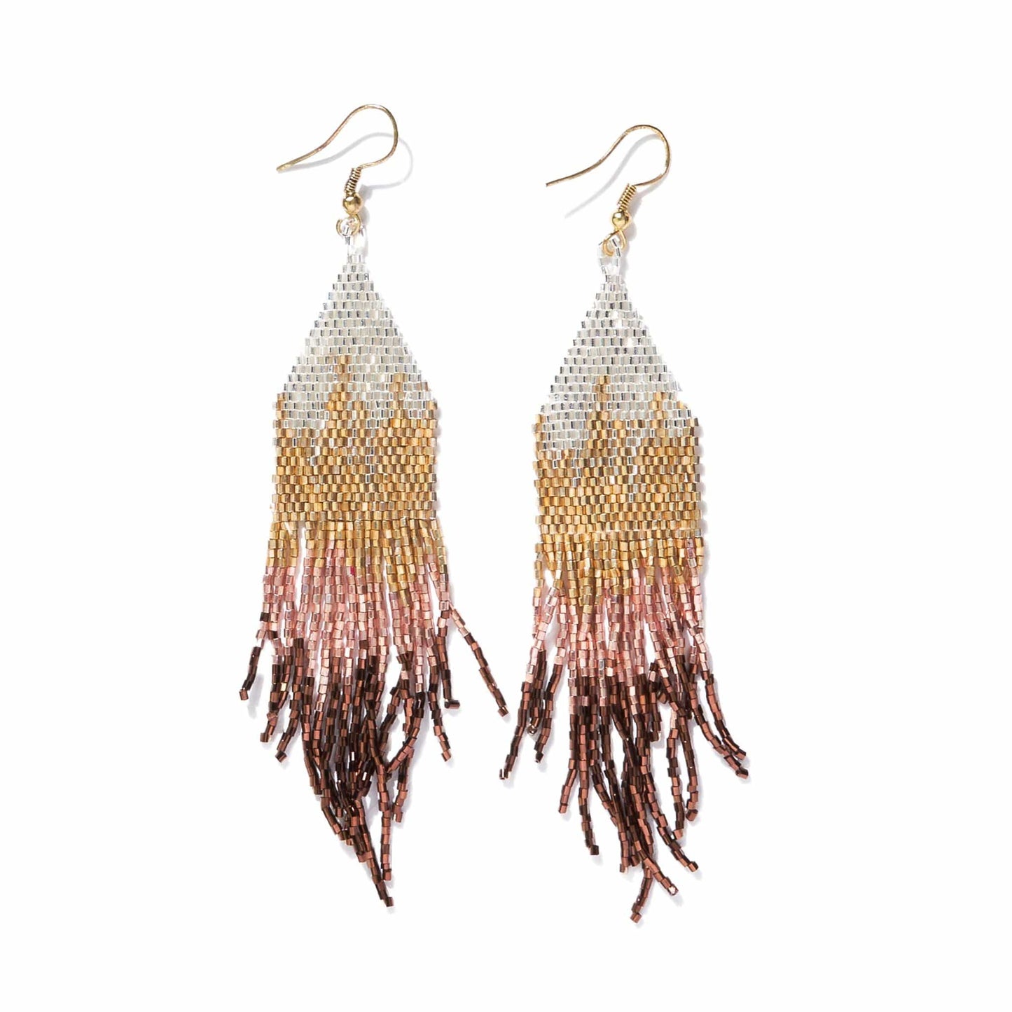 Claire ombre beaded fringe earrings mixed metallic